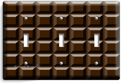 DARK CHOCOLATE BAR CUBES TRIPLE LIGHT SWITCH WALL PLATE CHEF KITCHEN ROOM DECOR