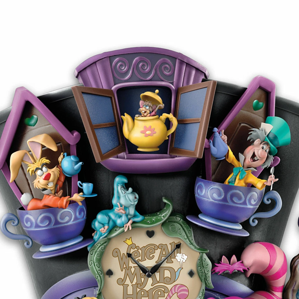 Disney ALICE IN WONDERLAND "Mad Hatter" Wall Cuckoo Clock NEW - Image 3 of 4