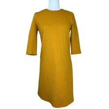 ASOS Women’s Yellow 3/4 Sleeve Textured Check Business Career Dress 6/C34