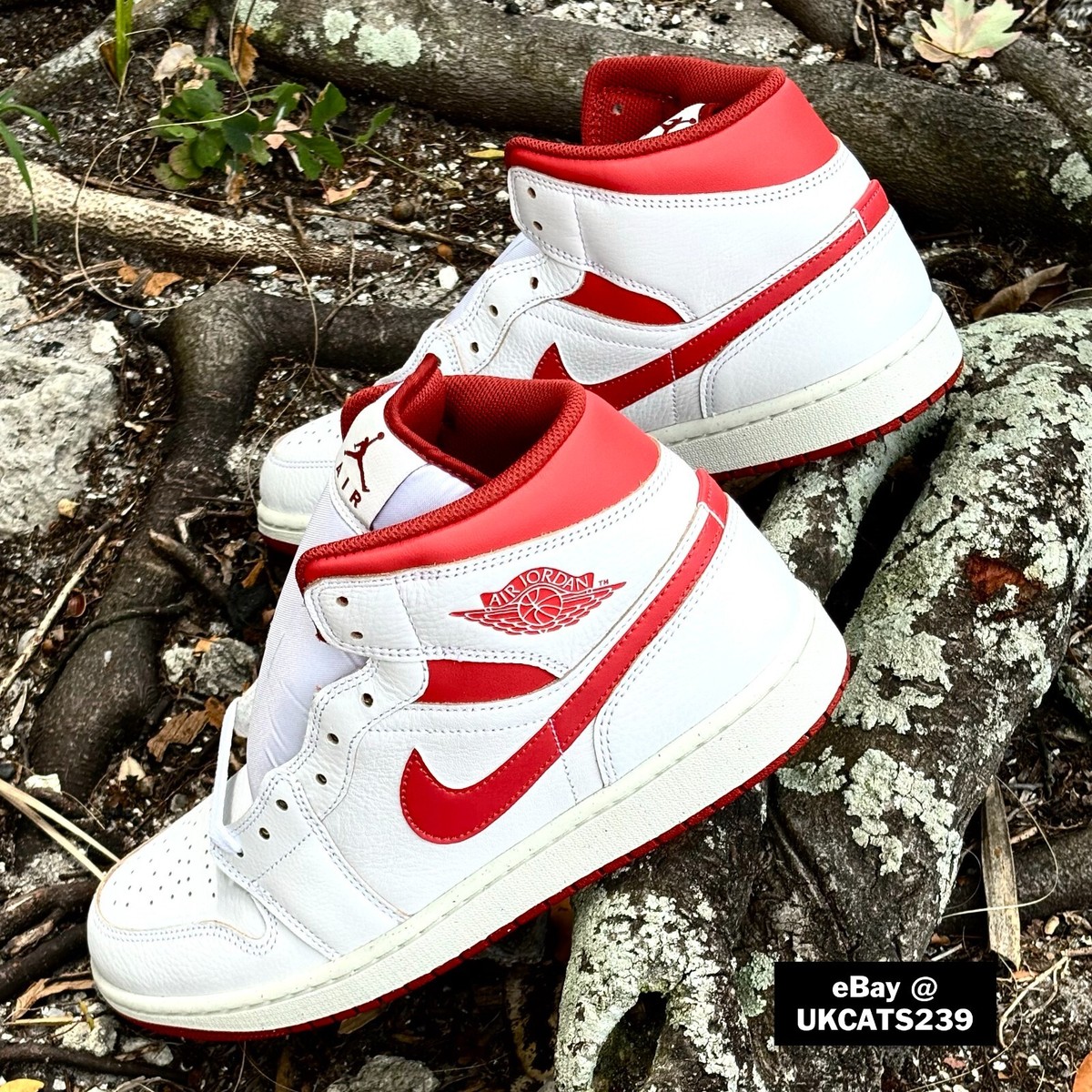 Nike Air Jordan 1 Mid SE Shoes White Red FJ3458-160 Men's Multi