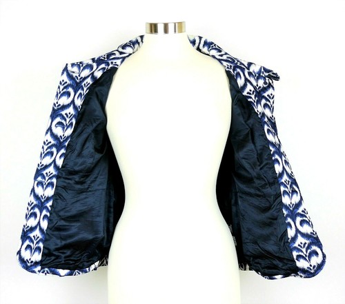 Ellen Tracy Women's 12 Blue & white floral blazer 3/4 sleeve stretch suit jacket - Picture 6 of 10