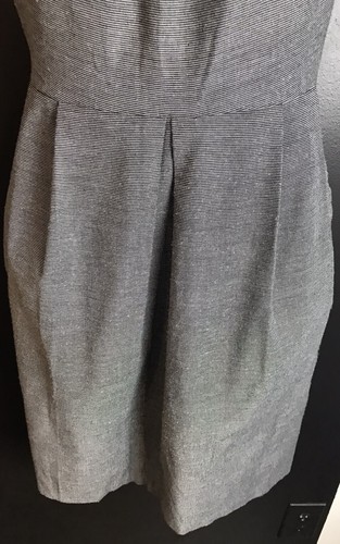 EVA FRANCO Gray Pleated Dress Black White Knit Pockets Shift Sheath Career Sz 8 - Picture 4 of 9