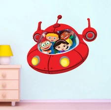 Little Einstein Wall Decal Red Spaceship Kids Bedroom Peel Stick Sticker, n92