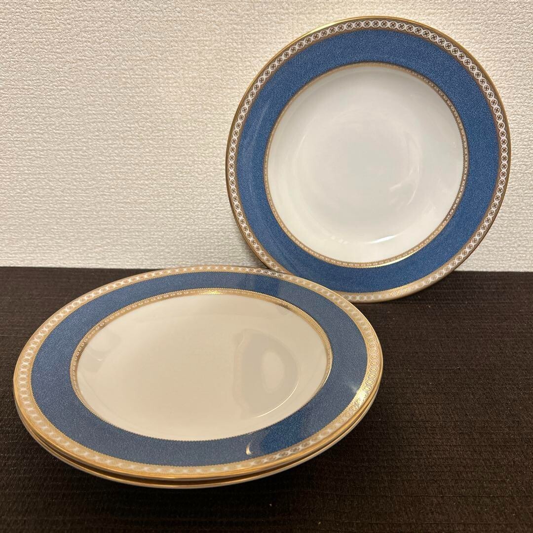 Wedgwood Ulander Powder Blue Soup Dish 3 Set 22.5cm Pasta Wedgwood Ulander Powder Blue Soup Dish 3 Set 22.5cm Pasta