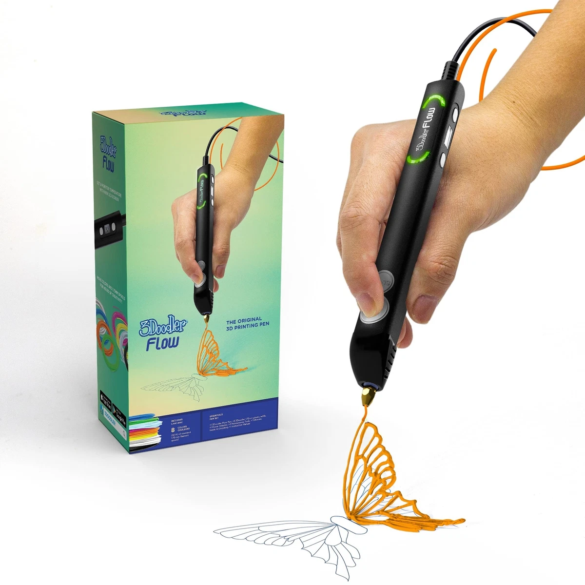 3Doodler Flow 3D Printing Pen for Teens, Adults & Creators! - Black - with  Fr