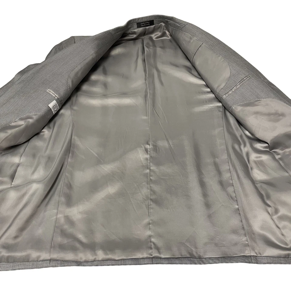 Gianfranco RUFFINI Hombres PLATEADO Abrigo Deportivo Chaqueta a Cuadros 3 Btn SILK Lana Blazer 42L Foto 4 de 4