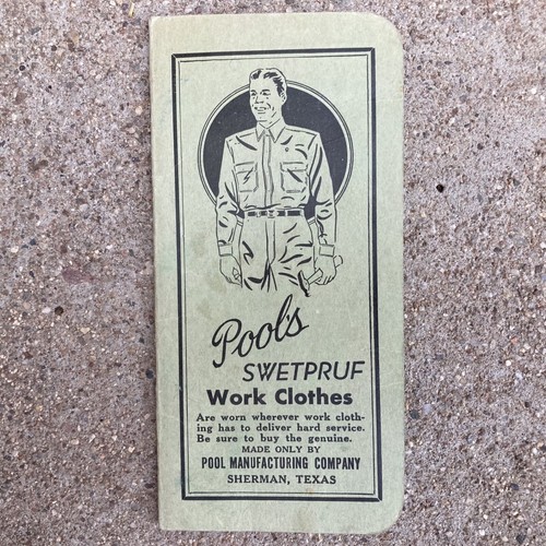Vintage Sherman Texas 1950s Pool's Swetpruf Work Clothes Overalls Notebook Lot - Picture 4 of 15