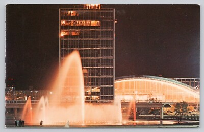 Queens New York, JFK International Airport Fountain of Liberty, Vintage Postcard