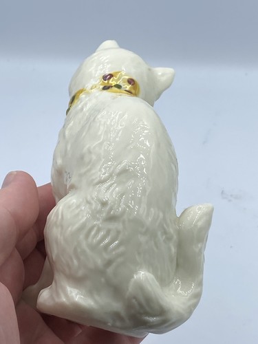 Vintage Ceramic Cat White Blue Eyes Animal Figure - Picture 6 of 10