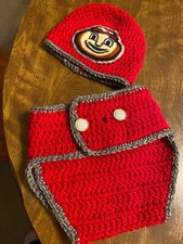 Infant Crocheted Hat and Diaper Cover /Baby Shower Gift