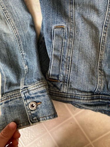Giacca denim Maurices blu tasche bottoni misto cotone taglia grande lavaggio leggero - Foto 4 di 5