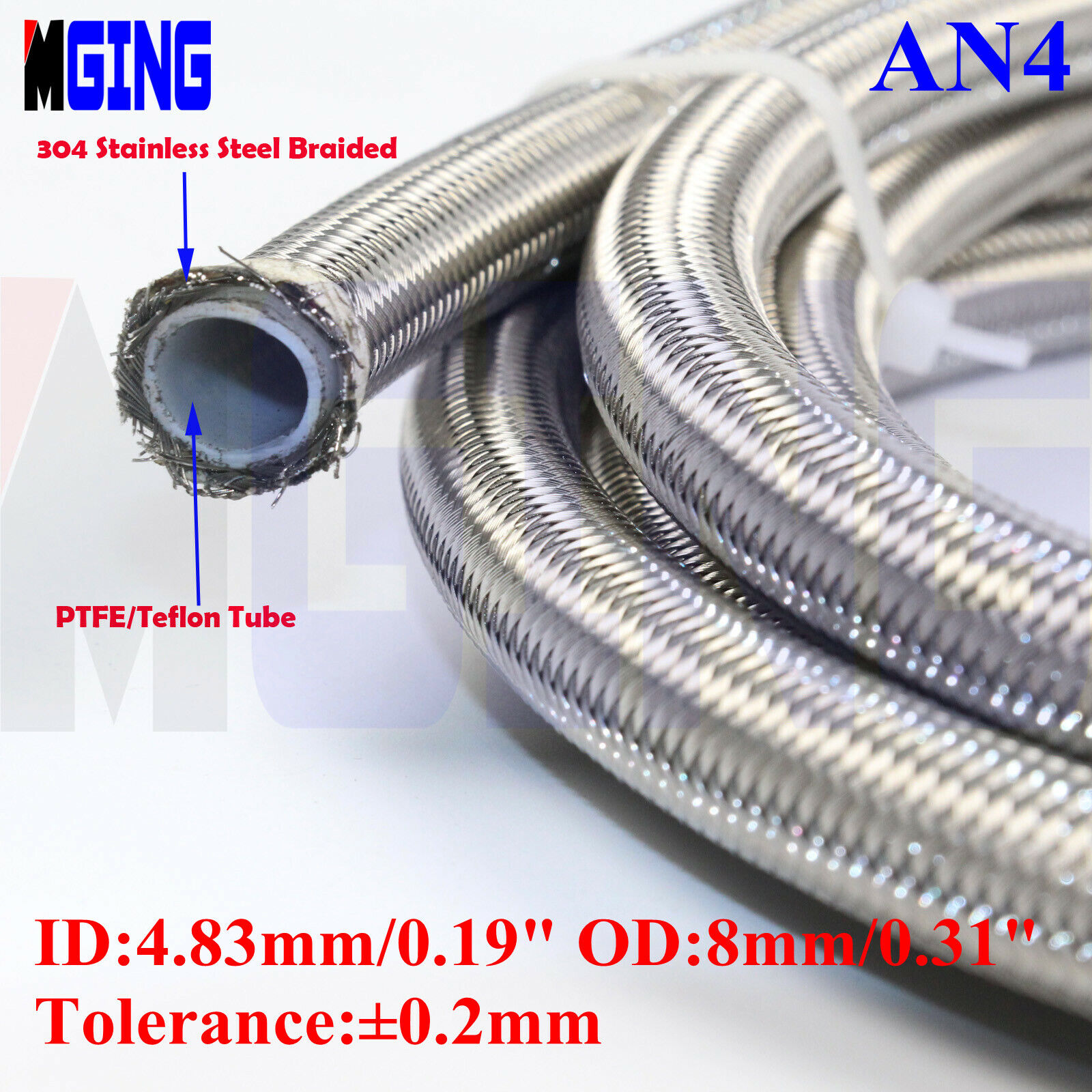 4an an4 4 Stainless Steel Braided oil gas Line E85 Alcohol Fuel