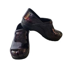Sanita Patent Blue Purple Dark Multi-Color Danish Clogs, Size 39 8