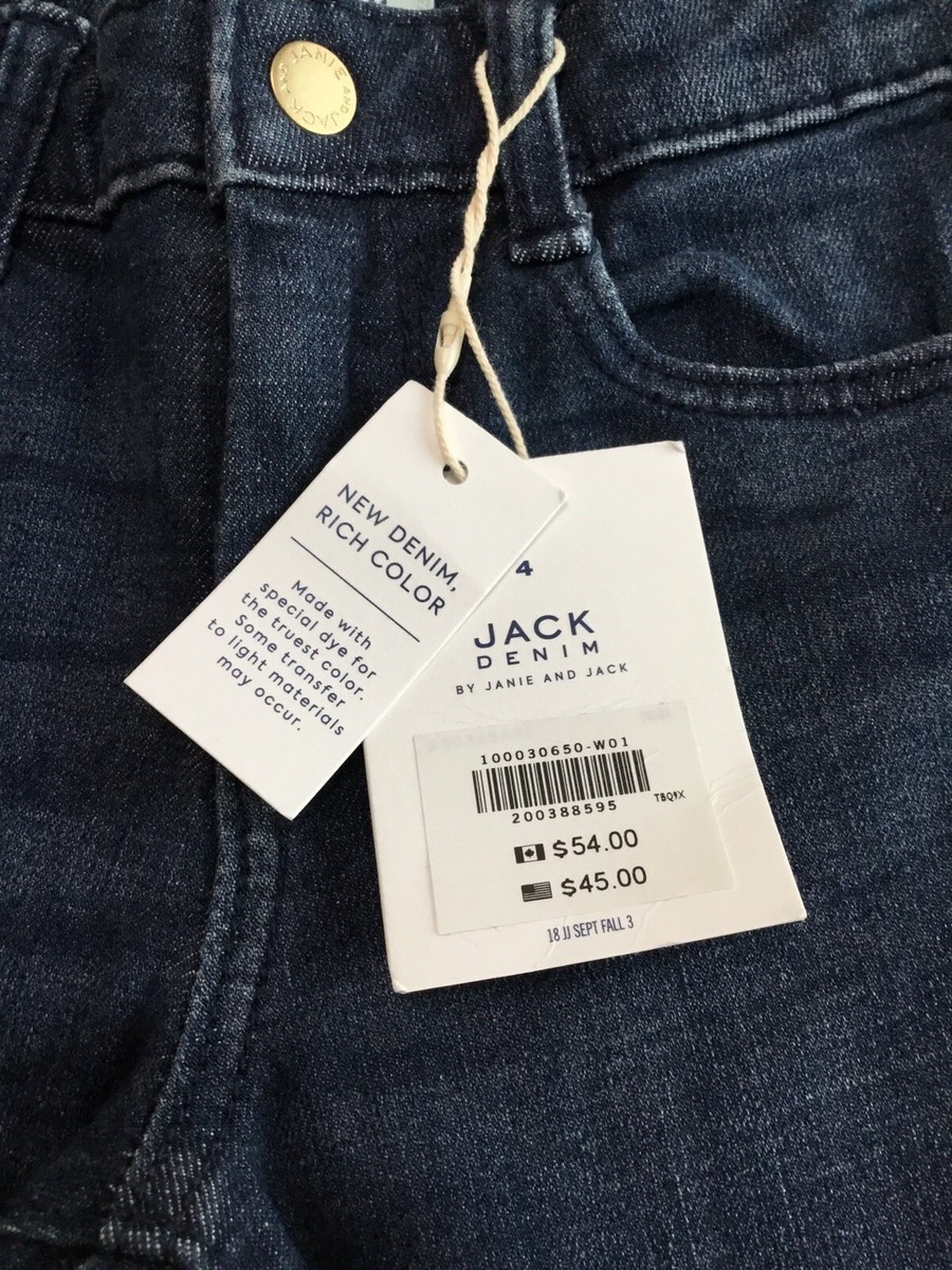 Janie and Jack Girls 4 Blue Jeans Red Side Stripe Crop Raw Hem