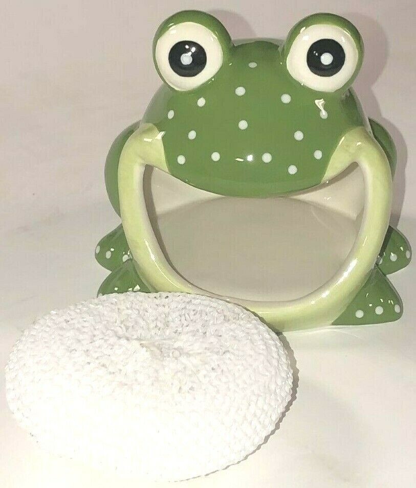 FROG Scrubby Ceramic Holder with Scrubbie Sponge Kitchen Sink Scouring