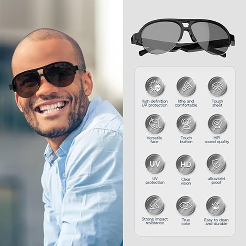 Smart Sunglasses Bluetooth Wireless Earphone Headset with Mic Speaker Call Music - Picture 3 of 18