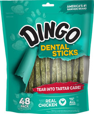 Dingo Tartar and Breath Dental Sticks for All Dogs, 48-Count