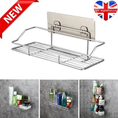 Stainless Steel Non Rust Bathroom Shower Storage Shelf Suction Basket Tidy Caddy