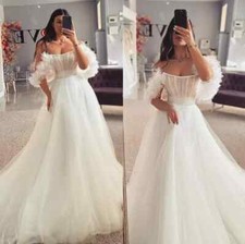 Boho A Line Wedding Dress for bride puffy off shoulder country Wedding Dresses