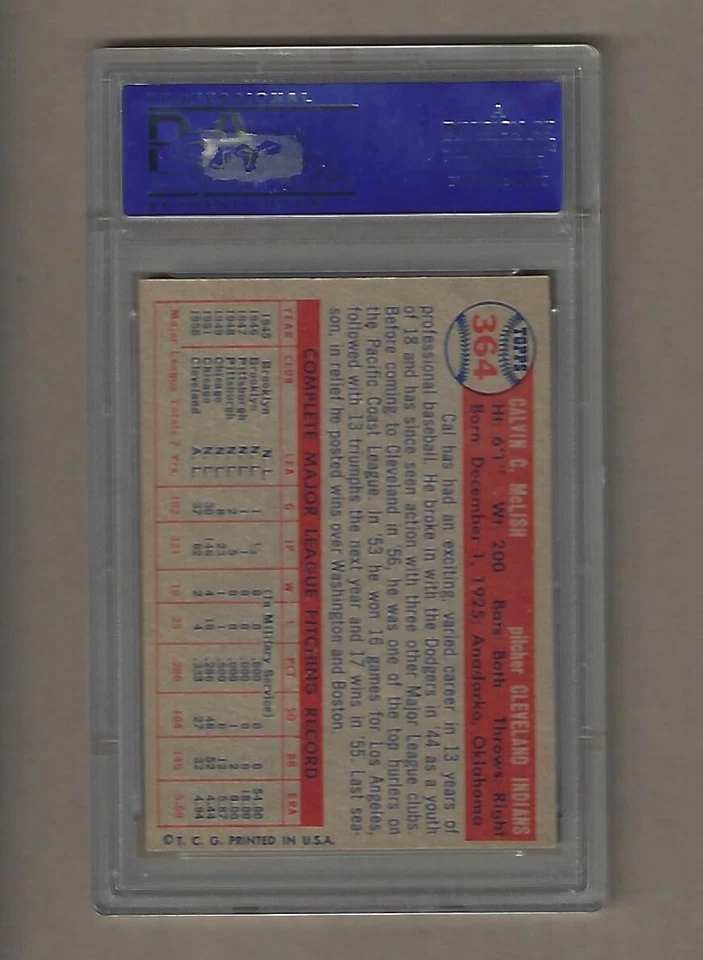 1957  TOPPS  CAL  McLISH  #  364    PSA  8 - Image 2 of 2