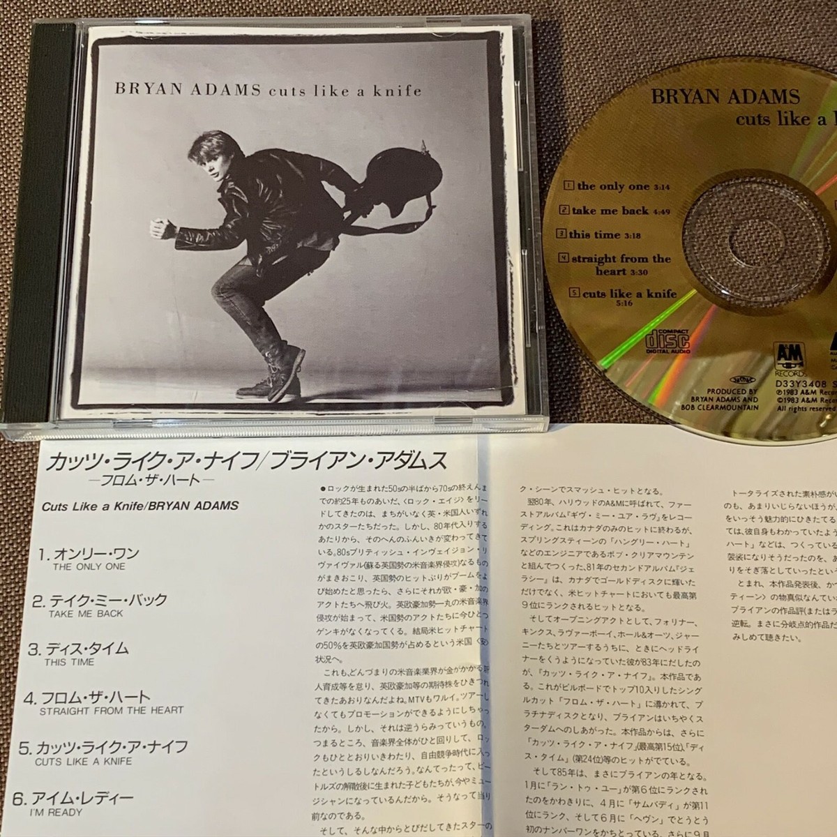 BRYAN ADAMS Cuts Like A Knife JAPAN 24k GOLD CD D33Y3408 w/PS+