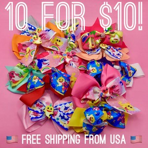 baby shark hair bows