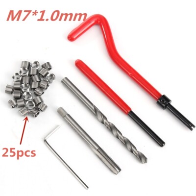 25pcs M7*1.0 Car Pro Coil Drill Tool Metric Thread Repair Insert Kit Car Repair 