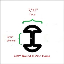 7/32 Round H Zinc Came -  Stained Glass Supplies (ZRH-732) 