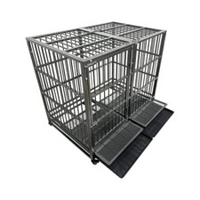 Heavy Duty Steel Dog Kennel, 54" Cage for Large Breeds  Anxiety Relief