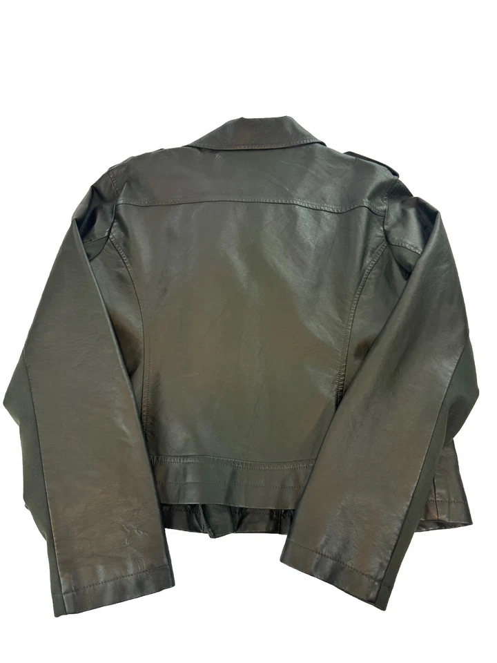 Chaqueta New York & Company Mujer Lg Verde Nueva York Imitación Cuero Moto Forrada* Foto 2 de 4