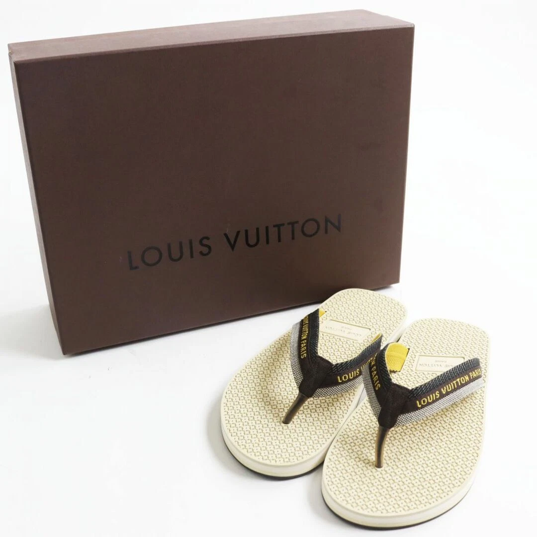 LOUIS VUITTON Monogram Flower Tong Sandals Flip Flops 5 Brown