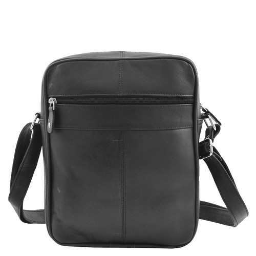 Mens Real Leather Shoulder Bag Black Cross Body Sling Flight Utility Pouch NEW - Picture 2 of 7