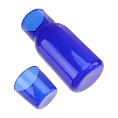  Glas Becher Wasser Karaffe Blau Wassergläser Blaue Wasserflasche - Bild 1 von 4