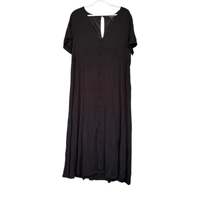 Torrid Women's 2X Black Shift Dress NEW Witchy Button Front Goth Peasant Classic