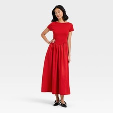 Women's Backless Knit Maxi Dress - A New Day Dark Red L