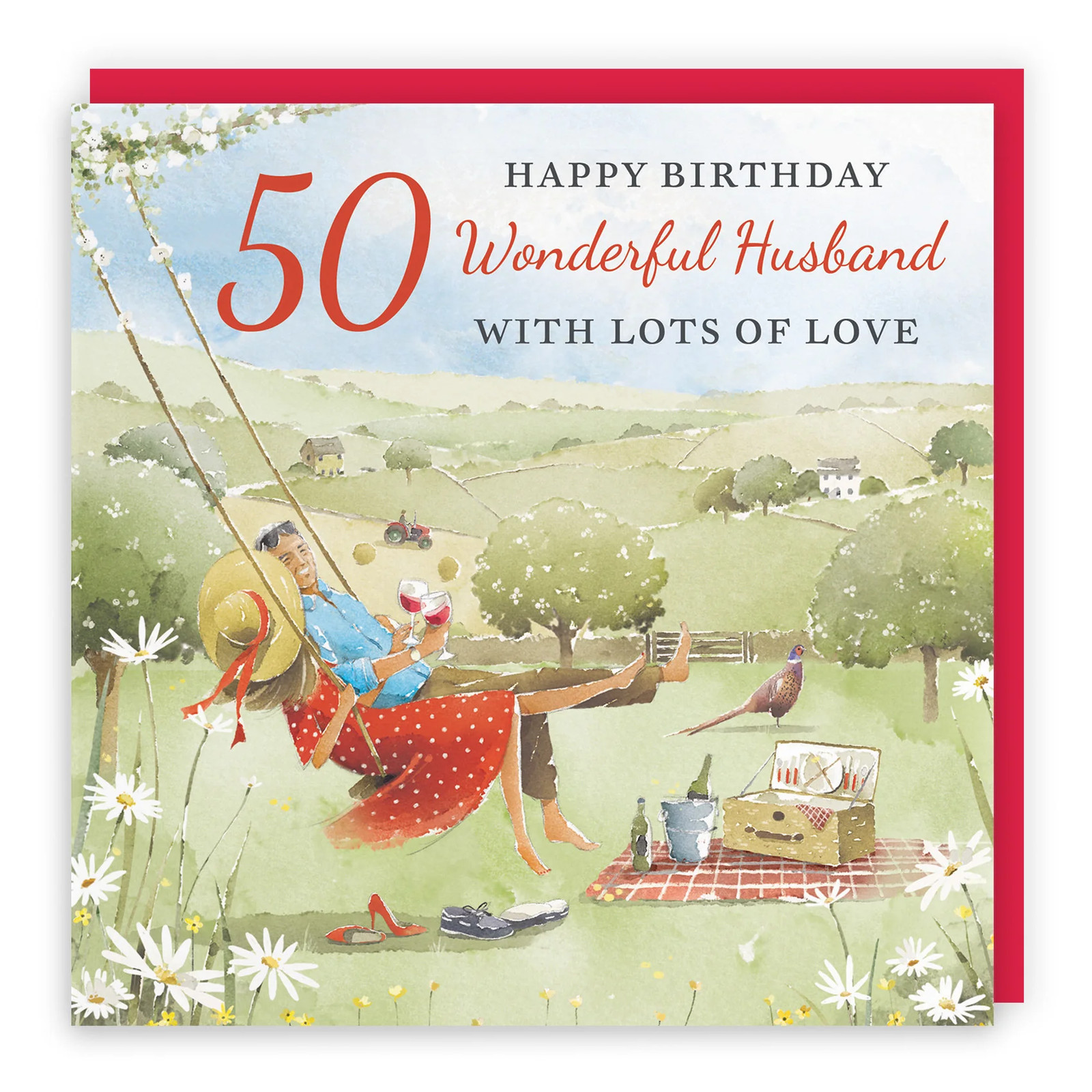 50th Husband Birthday Card Meadow Picnic Milo's Gallery