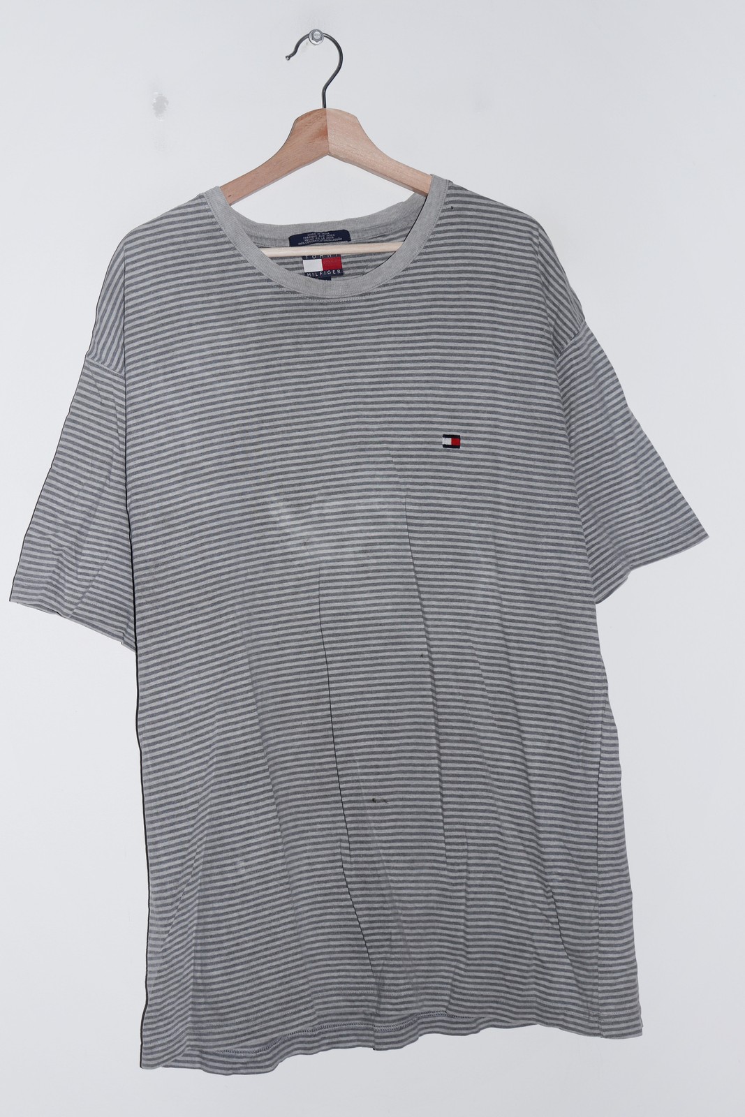 Vintage 90s Tommy Hilfiger Embroidered Logo Striped Tee (XL)