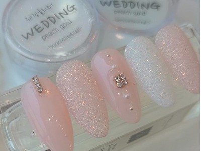 Bonnie B Wedding Nail Glitter Peach Gold Pearl Shimmer Fine Nail Art Powder