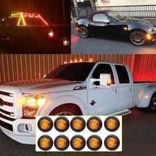 10X Round 3/4'' Side Marker Bulb LED Bullet Clearance Truck Trailer Light Yellow