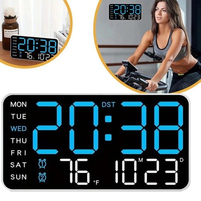 Schreibtisch Wanduhr Digital Wecker LED Anzeige mit Temperatur Datum Woche