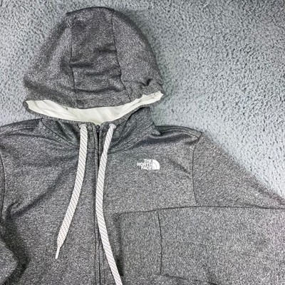 The North Face Full Zip Hoodie Women L Grey Heathered Thumbhole Active Jacket