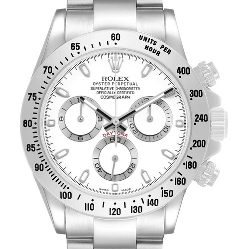 Rolex Daytona White Dial Steel Mens Watch 116520 Box Card
