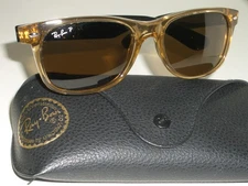 55[]18mm RAY BAN RB2132 HONEY BROWN/BLACK BLEND POLARIZED WAYFARER SUNGLASSES