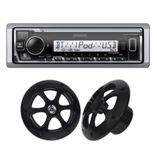 KENWOOD KMR-M332BT  2x KFC-1613MRB/W 6.5" Marine Audio System Bundle