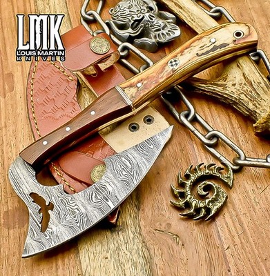 LMK Custom Clever Chopper Axe Knife Twist Damascus Hard Wood Outdoor