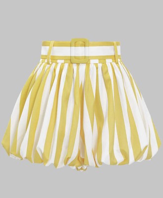 Micas Women s Contrast Stripe Print Ruched Shorts - YELLOW XL