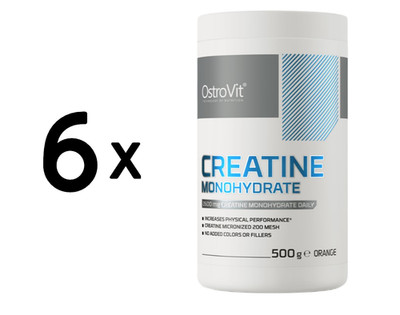 6 x OstroVit Creatine Monohydrate, Orange - 500g (19,98 EUR/kg)