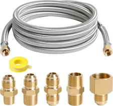 10FT High Pressure Propane Extension Hose with Conversion Couplings Kit, Steel B