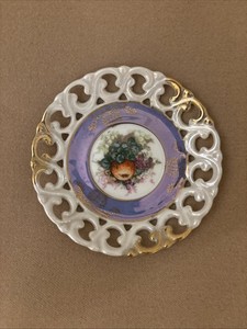 Rare Royal Halsey Reticulated Plate Fruit Theme