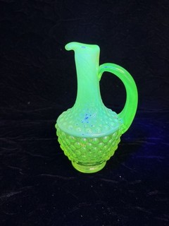 Vintage Vaseline Vinegar Cruet Opalescent Hobnail